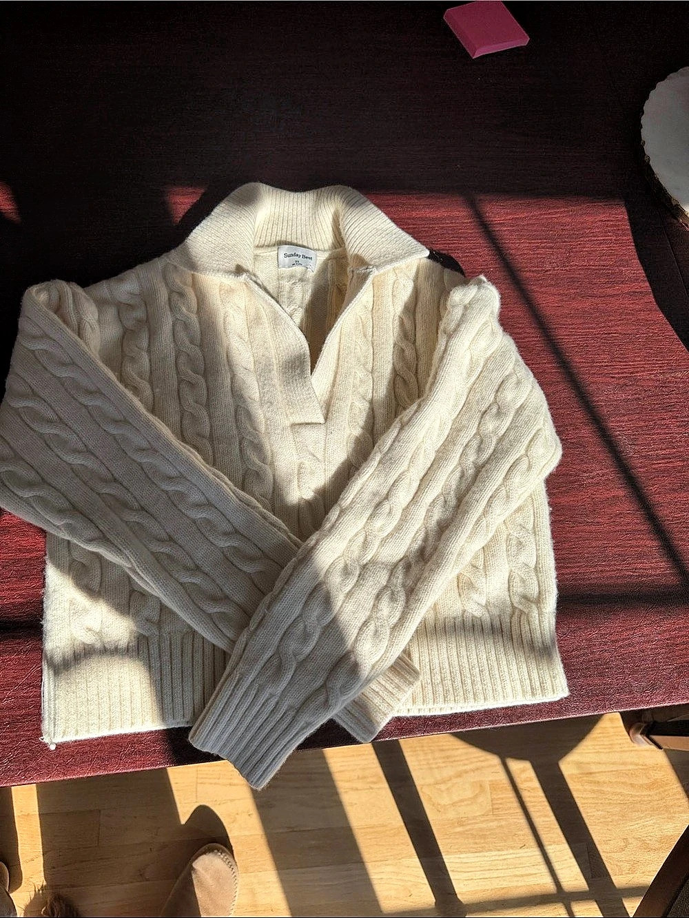 Aritzia Sunday Best Cable Knit Cardigan in Cream XS